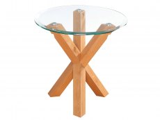 LPD Oporto Glass and Oak Lamp Table (Flat Packed)