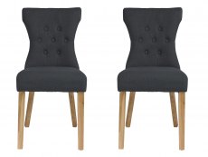 LPD Naples Set of 2 Grey Linen Fabric Dining Chairs