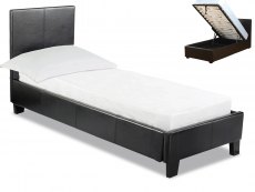 LPD Prado 3ft Single Black Upholstered Faux Leather Ottoman Bed Frame