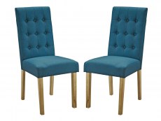 LPD LPD Roma Set of 2 Teal Fabric Dining Chairs