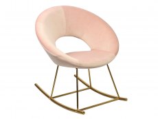 LPD Stella Pink Velvet Upholstered Fabric Rocking Chair