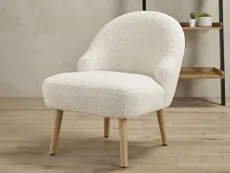 LPD LPD Ted White Boucle Fabric Accent Chair