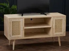 LPD Toulouse Rattan and Oak 2 Door TV Cabinet