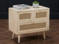 LPD Toulouse Rattan and Oak 3 Drawer Low Chest of Drawer