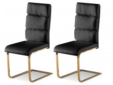 LPD LPD Antibes Set of 2 Black Faux Leather and Gold Dining Chairs