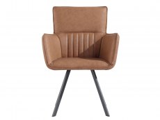 Kenmore Faris Carver Tan Faux Leather Dining Chair