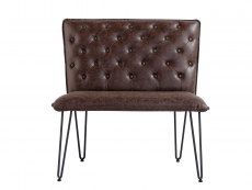 Kenmore Kenmore Finlay Brown Faux Leather 90cm Upholstered Dining Bench