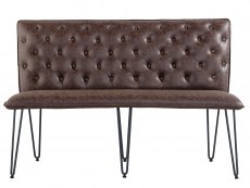 Kenmore Kenmore Finlay Brown Faux Leather 140cm Upholstered Dining Bench