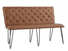 Kenmore Finlay Tan Faux Leather 140cm Upholstered Dining Bench
