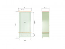 Kenmore Kenmore Patterdale White and Oak 2 Door 1 Drawer Double Wardrobe (Flat Packed)