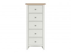 Kenmore Patterdale White and Oak 5 Drawer Tall Narrow Chest of Drawers (Assembled)