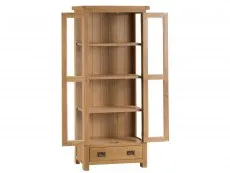 Kenmore Waverley Oak and Glass 2 Door 1 Drawer Tall Display Cabinet (Assembled)