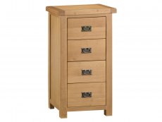 Kenmore Waverley Oak 4 Drawer Tall Narrow Chest of Drawers (Assembled)