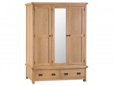 Kenmore Waverley Oak 3 Door 2 Drawer Mirrored Triple Wardrobe (Flat Packed)