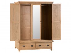 Kenmore Kenmore Waverley Oak 3 Door 2 Drawer Mirrored Triple Wardrobe (Flat Packed)