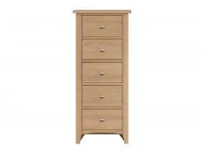 Kenmore Dakota Oak 5 Drawer Tall Narrow Chest of Drawers (Assembled)