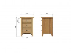 Kenmore Kenmore Dakota Oak 3 Drawer Large Bedside Cabinet (Assembled)