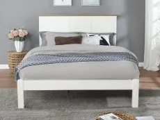 Flintshire Flintshire Conway White and Light Oak Wooden Bed Frame