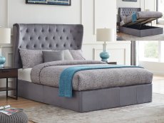 Flintshire Holway 4ft6 Double Grey Upholstered Fabric Ottoman Bed Frame