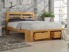 Flintshire Flintshire New Bretton Oak Wooden 2 Drawer Storage Bed Frame