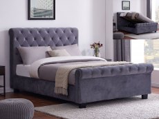 Flintshire Furniture Flintshire Whitford 4ft6 Double Grey Upholstered Fabric Ottoman Bed Frame