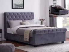 Flintshire Furniture Flintshire Whitford 5ft King Size Grey Fabric Ottoman Bed Frame