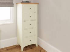 Kenmore Kenmore Patterdale White and Oak 5 Drawer Tall Narrow Chest of Drawers (Assembled)