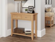 Kenmore Kenmore Dakota Oak 2 Drawer Console Table (Flat Packed)