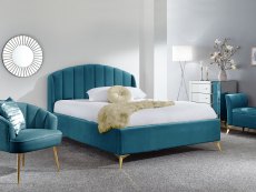 GFW GFW Pettine 4ft6 Double Teal Upholstered Fabric Ottoman Bed Frame