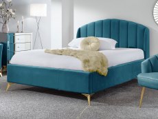 GFW Pettine 5ft King Size Teal Upholstered Fabric Ottoman Bed Frame
