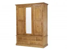 Archers Archers Berwick 3 Door 5 Drawer Pine Wooden Triple Mirrored Wardrobe (Part Assembled)