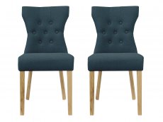 LPD Naples Set of 2 Peacock Velvet Fabric Dining Chairs