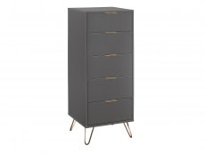 Birlea Arlo Charcoal 5 Drawer Narrow Chest of Drawers (Flat Packed)