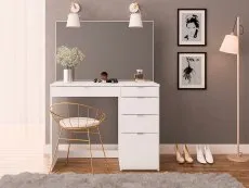 Birlea Birlea Ava White 5 Drawer Dressing Table and Mirror