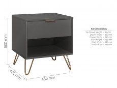 Birlea Birlea Arlo Charcoal 1 Drawer Bedside (Flat Packed)