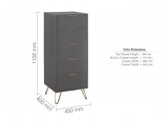 Birlea Birlea Arlo Charcoal 5 Drawer Narrow Chest of Drawers (Flat Packed)