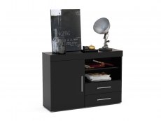 Birlea Birlea Edgeware Black High Gloss 1 Door 2 Drawer Sideboard (Flat Packed)