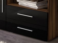 Birlea Birlea Edgeware Walnut and Black High Gloss 1 Door 2 Drawer Sideboard (Flat Packed)