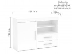 Birlea Birlea Edgeware White High Gloss 1 Door 2 Drawer Sideboard (Flat Packed)
