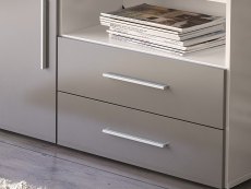 Birlea Edgeware White and Grey High Gloss 1 Door 2 Drawer Sideboard (Flat Packed)