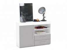 Birlea Birlea Edgeware White and Grey High Gloss 1 Door 2 Drawer Sideboard (Flat Packed)