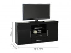 Birlea Birlea Edgeware Black High Gloss 2 Door 2 Drawer Sideboard (Flat Packed)