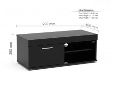 Birlea Birlea Edgeware Black High Gloss Small TV Unit (Flat Packed)