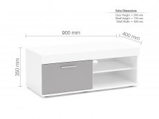 Birlea Birlea Edgeware White and Grey High Gloss Small TV Unit (Flat Packed)