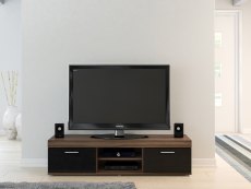 Birlea Edgeware Walnut and Black High Gloss TV Unit (Flat Packed)