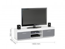 Birlea Birlea Edgeware White and Grey High Gloss TV Unit (Flat Packed)