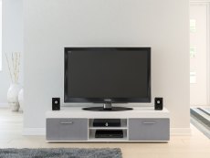 Birlea Birlea Edgeware White and Grey High Gloss TV Unit (Flat Packed)