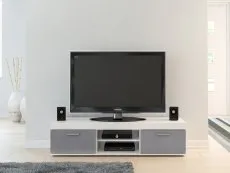Birlea Furniture & Beds Birlea Edgeware White and Grey High Gloss TV Unit