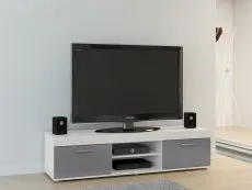 Birlea Furniture & Beds Birlea Edgeware White and Grey High Gloss TV Unit