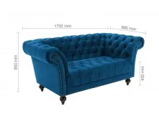 Birlea Birlea Chester Midnight Blue Velvet Fabric 2 Seater Sofa